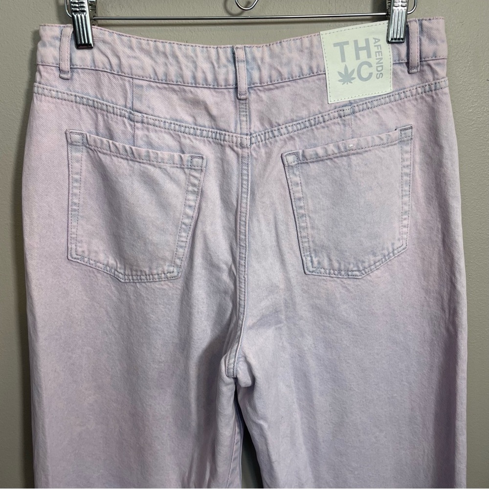 Afends THC Gigi hemp pink dye wide leg jeans high rise - Picture 6 of 11